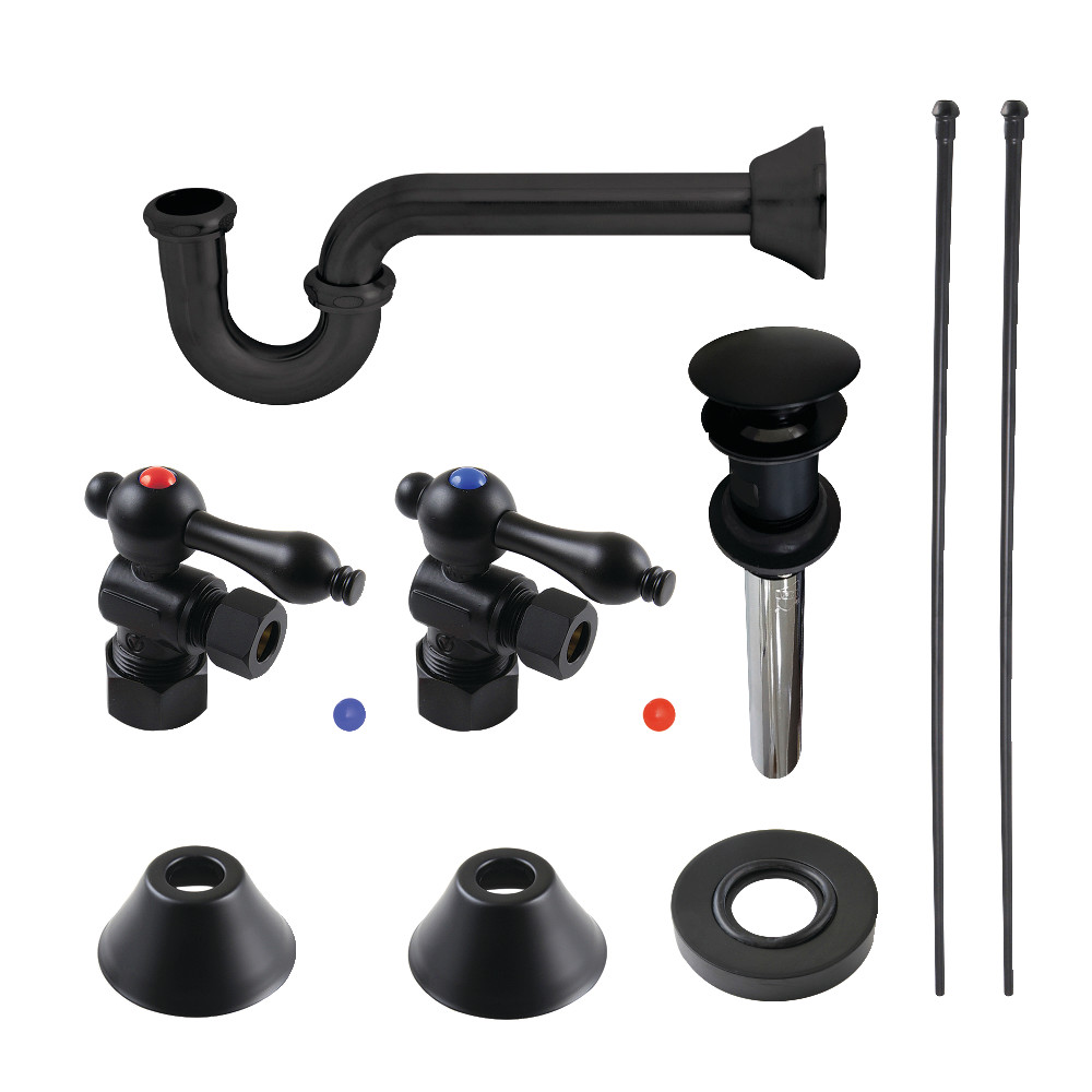 Picture of Kingston Brass CC53300VOKB30 Traditional Plumbing Sink Trim Kit with P-Trap & Overflow Drain, Matte Black