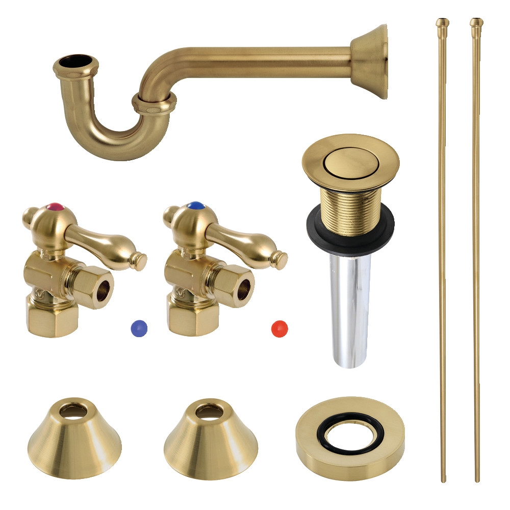 Traditional Plumbing Sink Trim Kit with P-Trap & Drain, Brushed Brass
