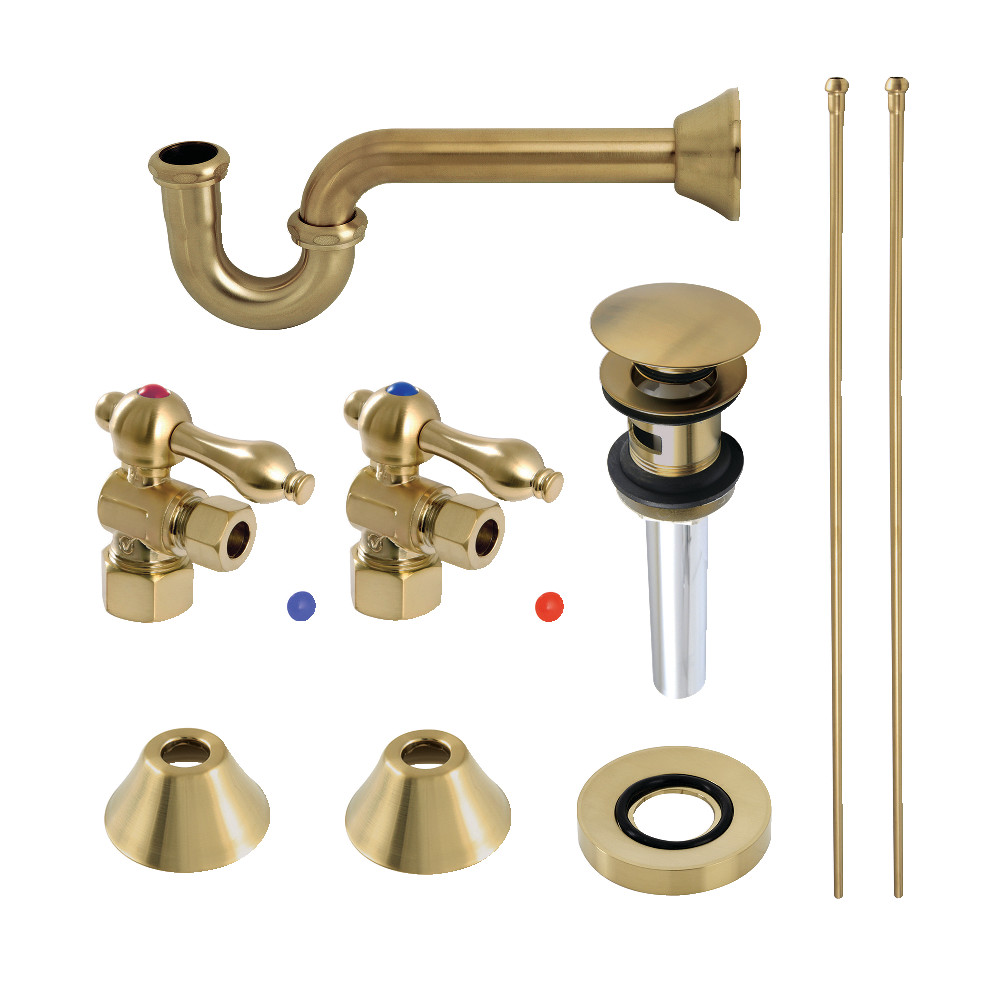 Traditional Plumbing Sink Trim Kit with P-Trap & Overflow Drain, Brushed Brass