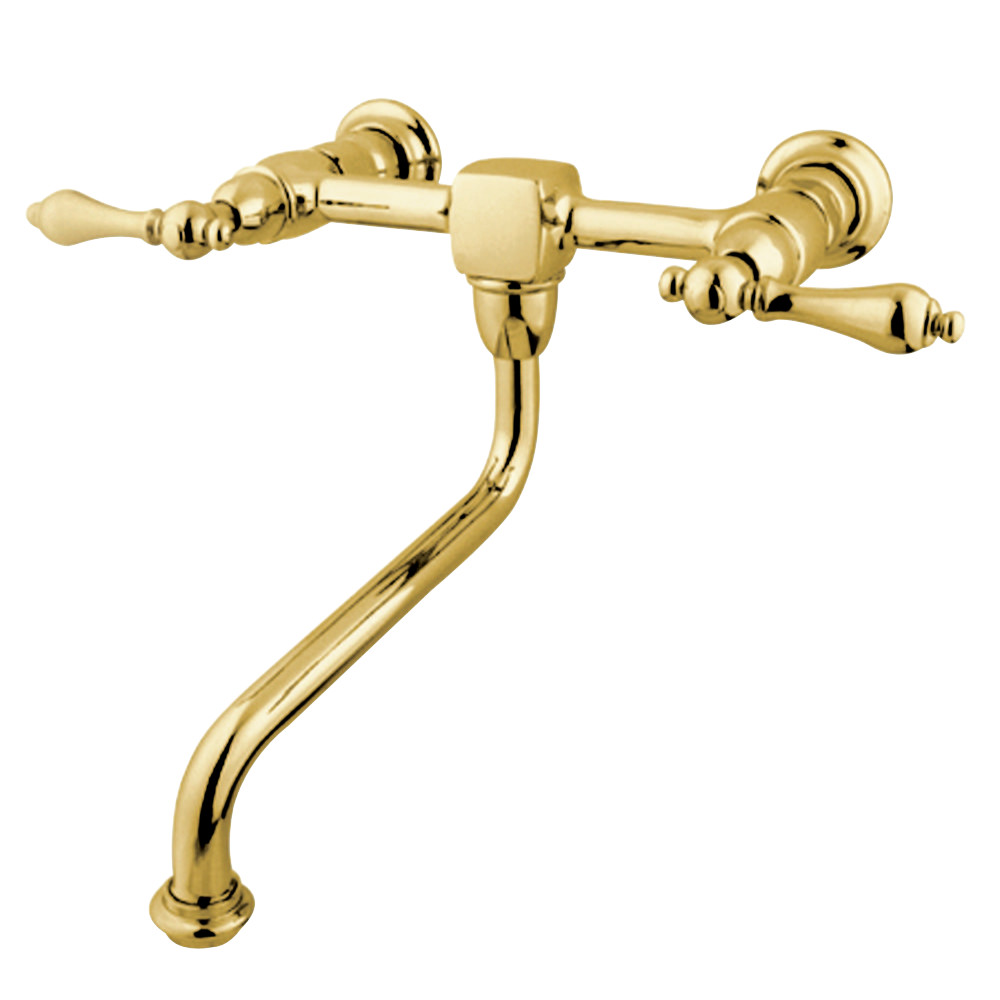 Heritage Wall Mount Bathroom Faucet, Polished Brass