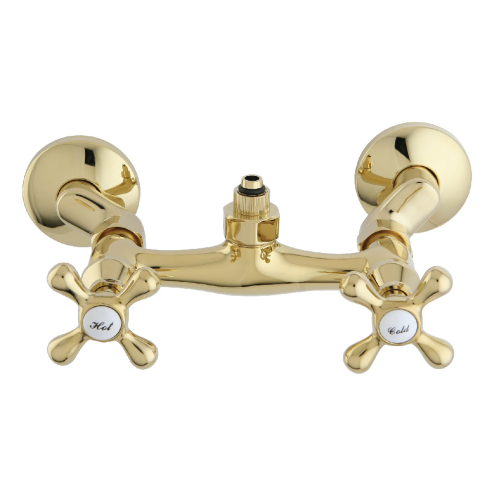 Vintage Wall Mount Tub Faucet Body with Riser Adapter, Polished Brass