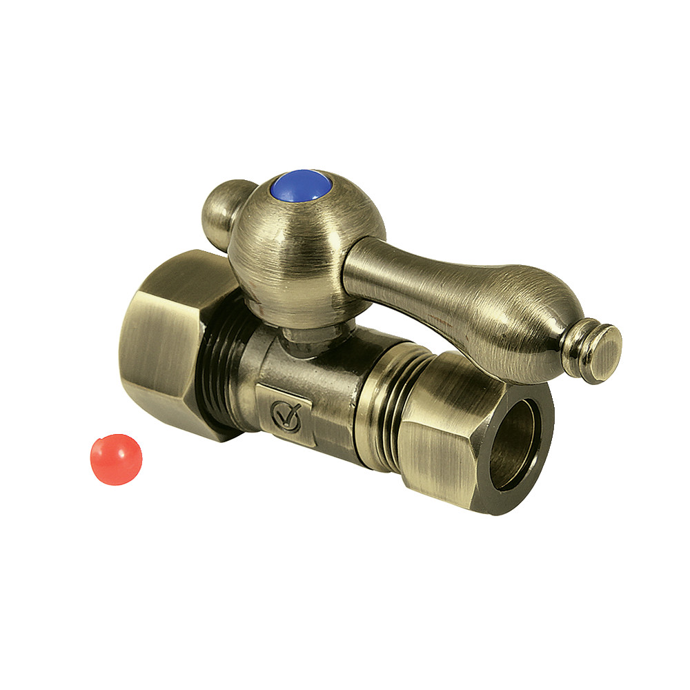 0.625 x 0.5 in. OD Compression Straight Shut Off Valve, Antique Brass