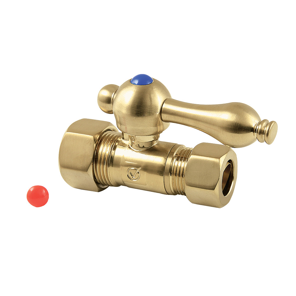 0.625 x 0.5 in. OD Compression Straight Shut Off Valve, Brushed Brass