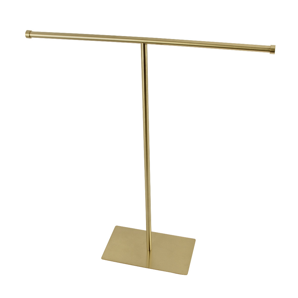 Claremont Freestanding T-Shape Towel Rack, Brushed Brass