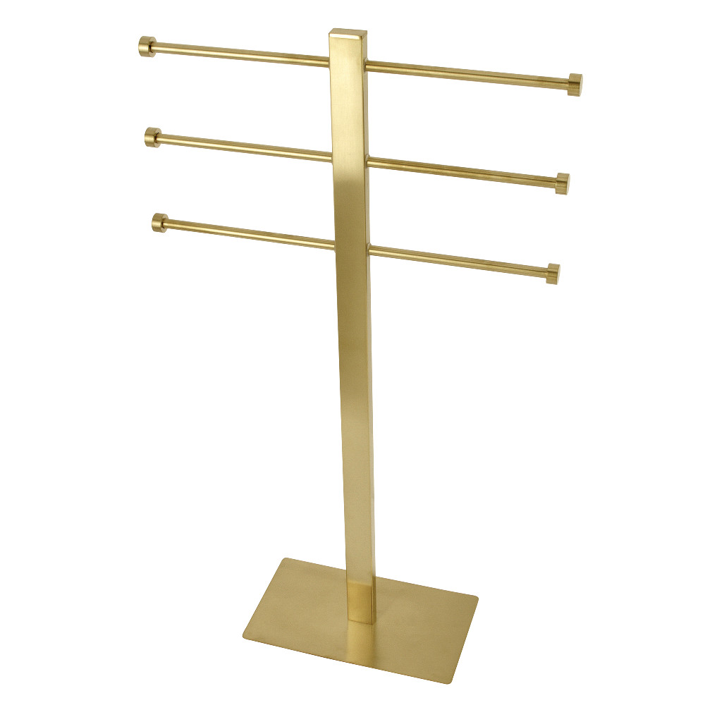 Edenscape Freestanding Stainless Steel T-Shape Towel Holder, Brushed Brass
