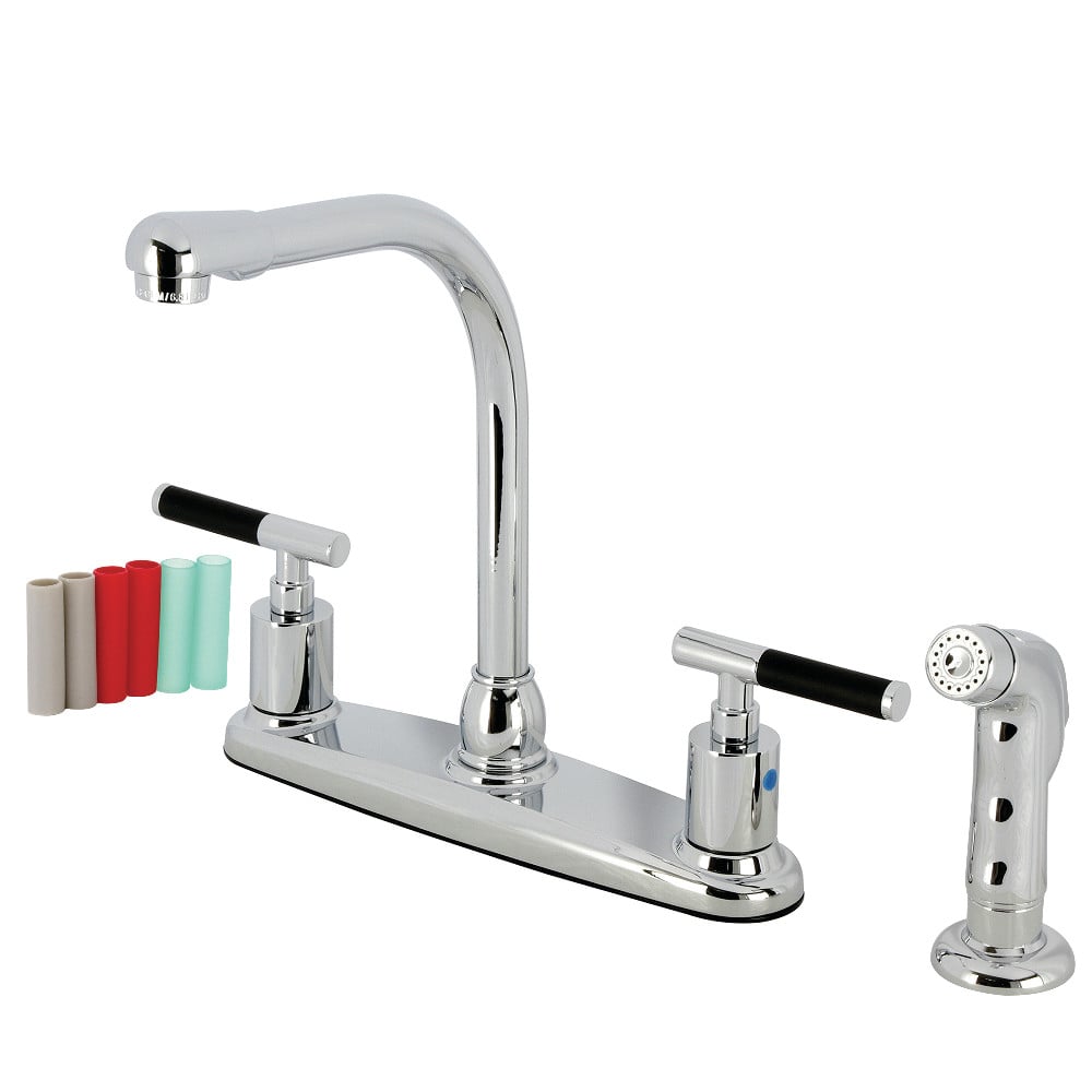 FB751CKLSP 8 in. Kaiser Centerset Kitchen Faucet with Sprayer, Polished Chrome -  Kingston Brass