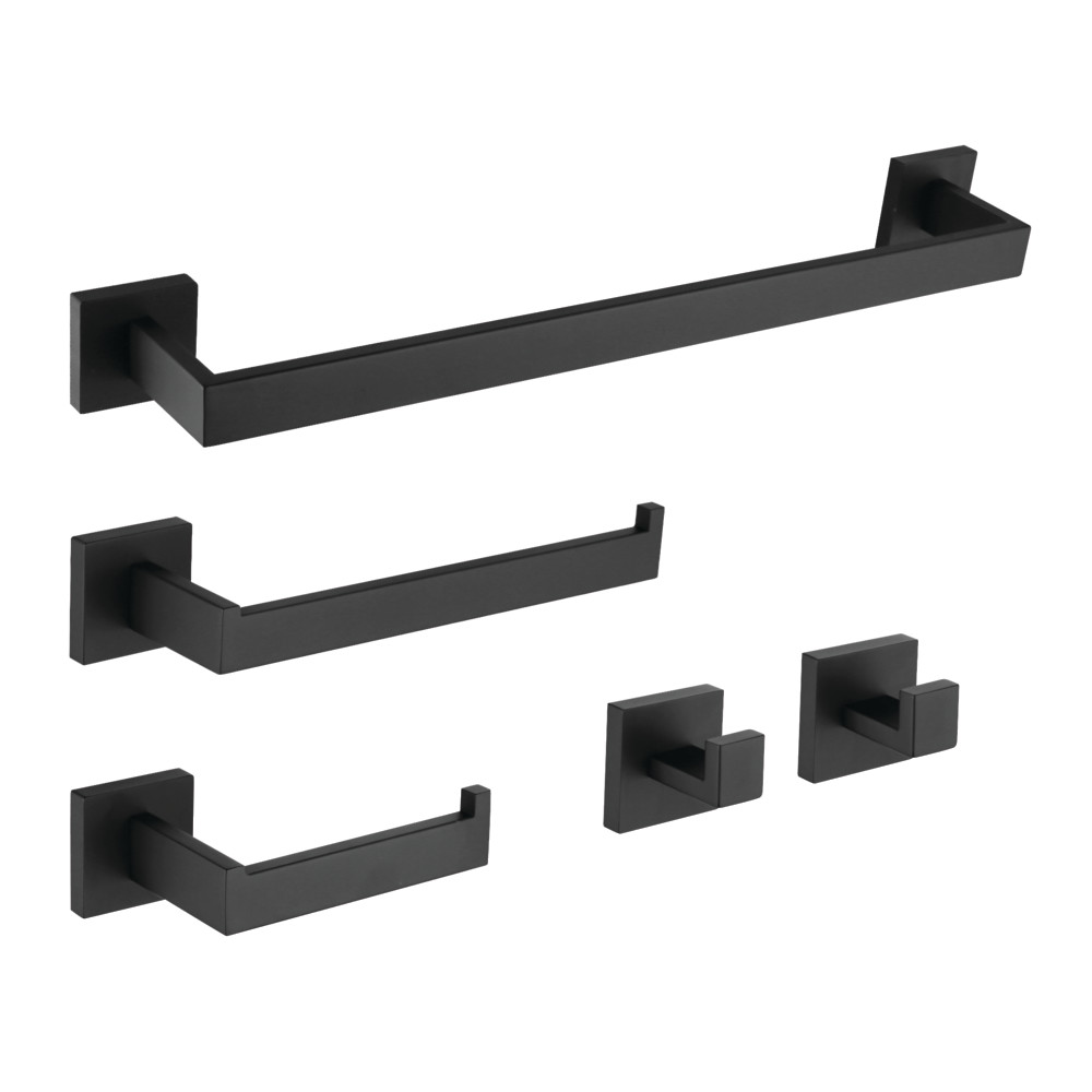 Lasdun Bathroom Accessory Set, Matte Black - 5 Piece