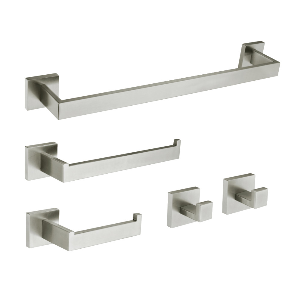 Lasdun Bathroom Accessory Set, Brushed Nickel - 5 Piece