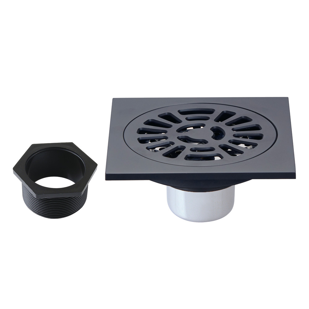 BSF4267MB 4 in. Watercourse Square Brass Shower Drain, Matte Black