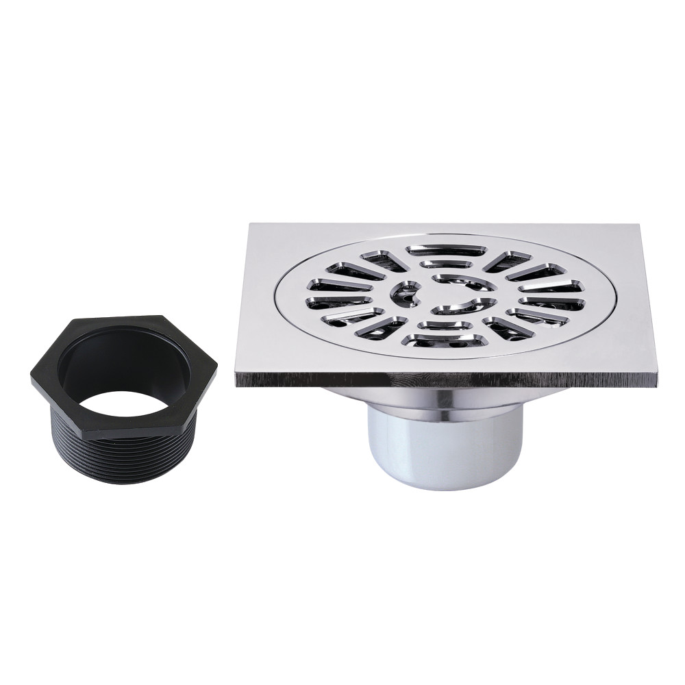 BSF4267C 4 in. Watercourse Square Brass Shower Drain, Polished Chrome