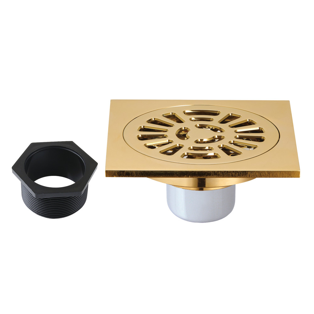 BSF4267BB 4 in. Watercourse Square Brass Shower Drain, Brushed Brass