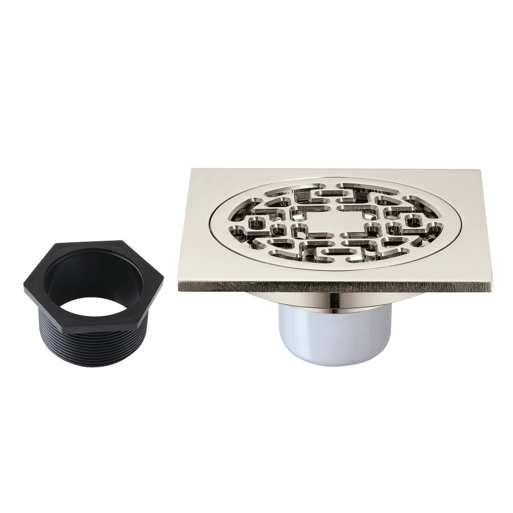 BSF4272PN 4 in. Watercourse Square Brass Shower Drain, Polished Nickel