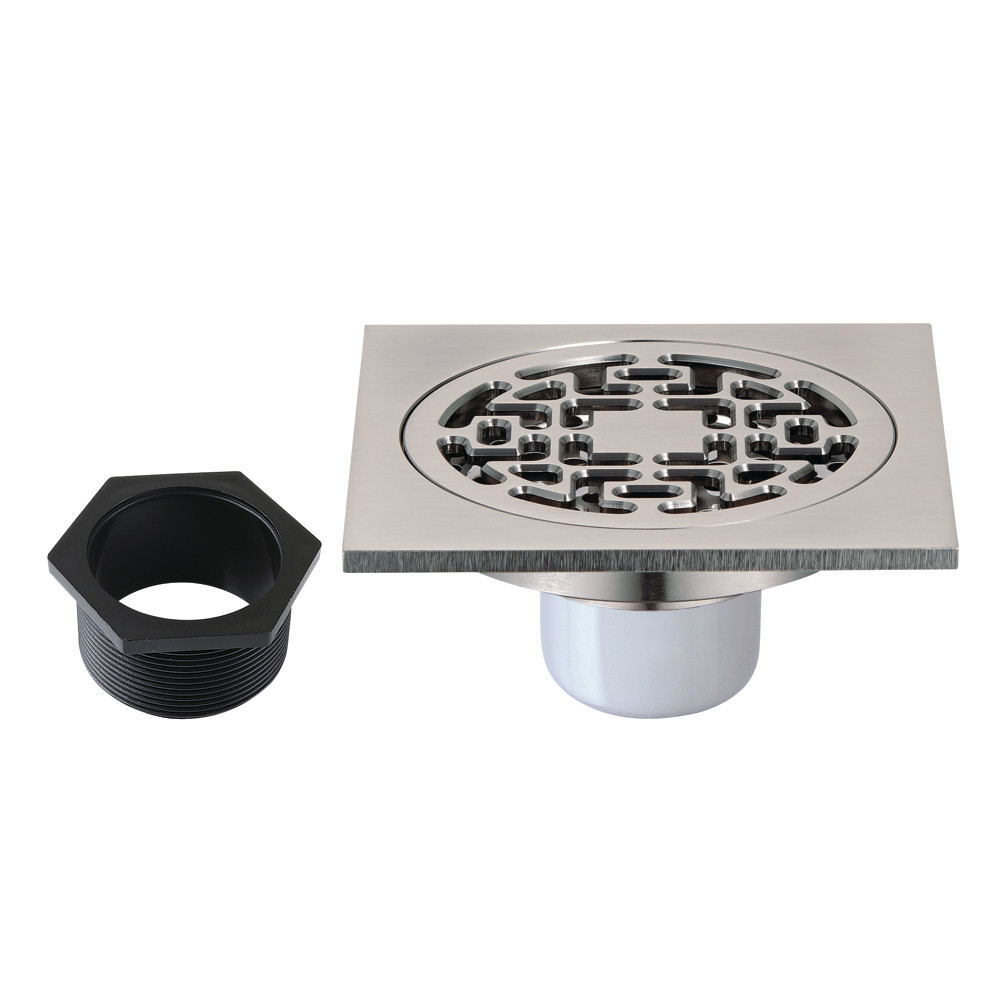 BSF4272BN 4 in. Watercourse Square Brass Shower Drain, Brushed Nickel