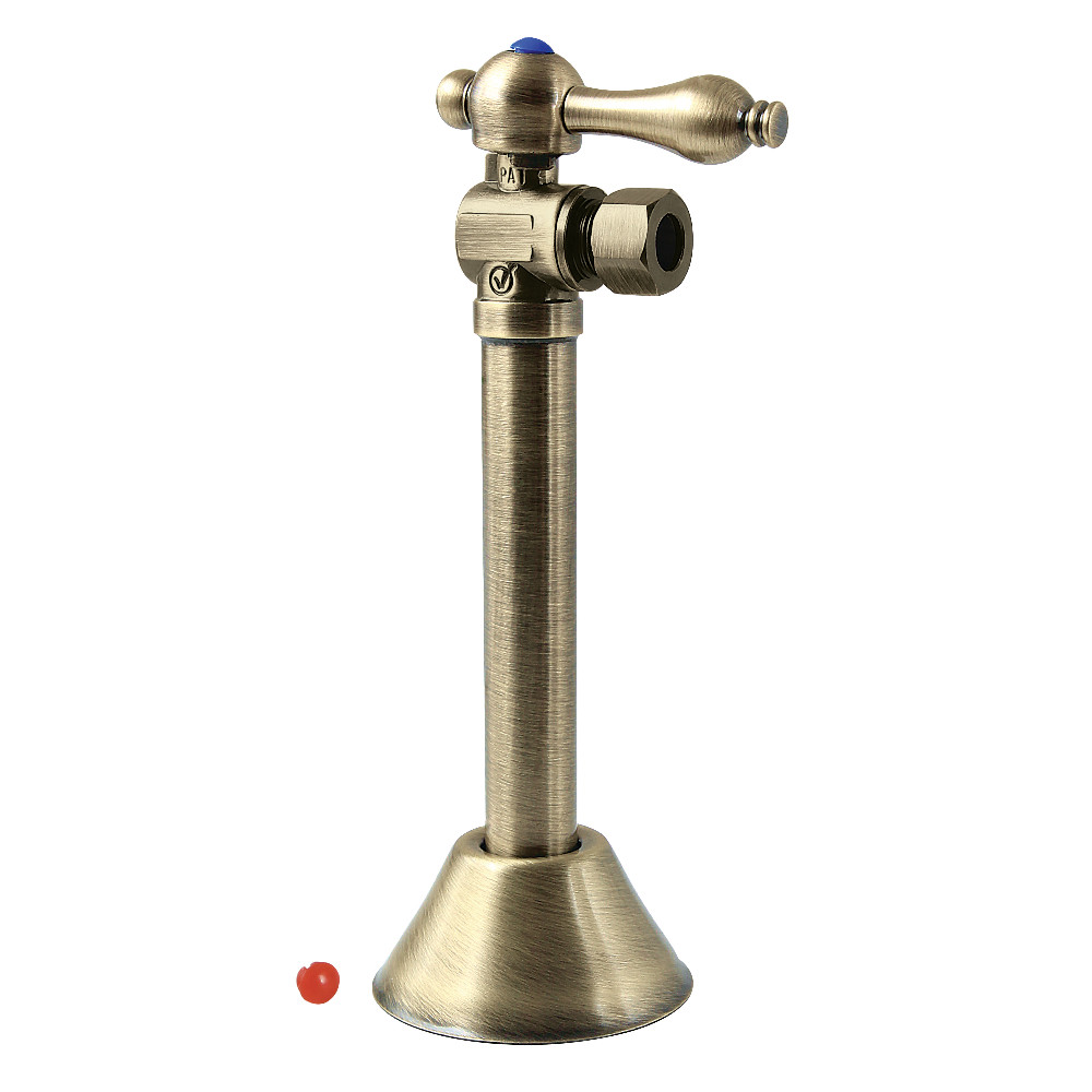 0.5 in. Sweat x 0.375 in. OD Compression Angle Shut Off Valve with 5 in. Extension, Antique Brass