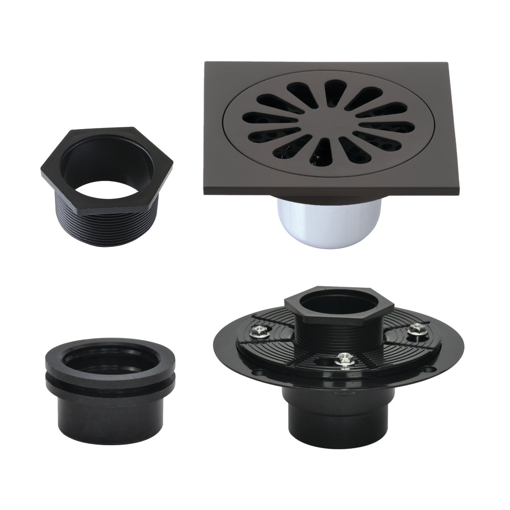 4 in. Watercourse Square Brass Shower Drain, Oil Rubbed Bronze