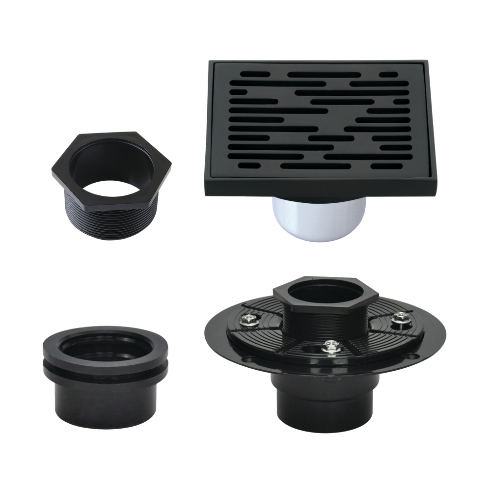 4 in. Watercourse Square Brass Shower Drain, Matte Black