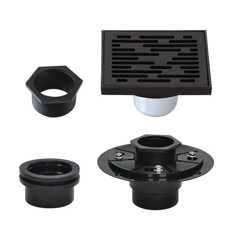 4 in. Watercourse Square Brass Shower Drain, Oil Rubbed Bronze