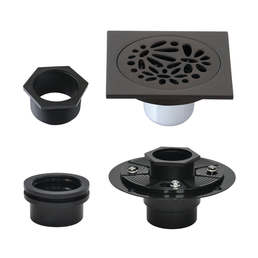 4 in. Watercourse Square Brass Shower Drain, Oil Rubbed Bronze