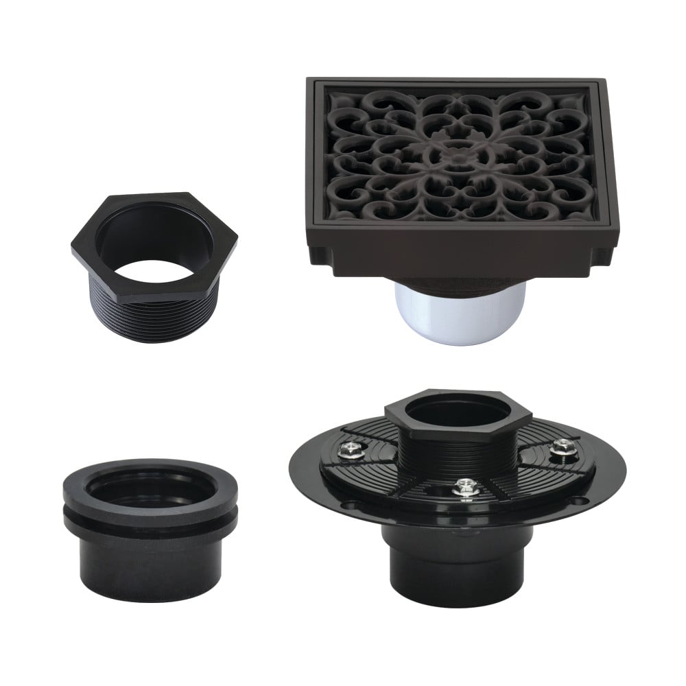 4 in. Watercourse Square Brass Shower Drain, Oil Rubbed Bronze