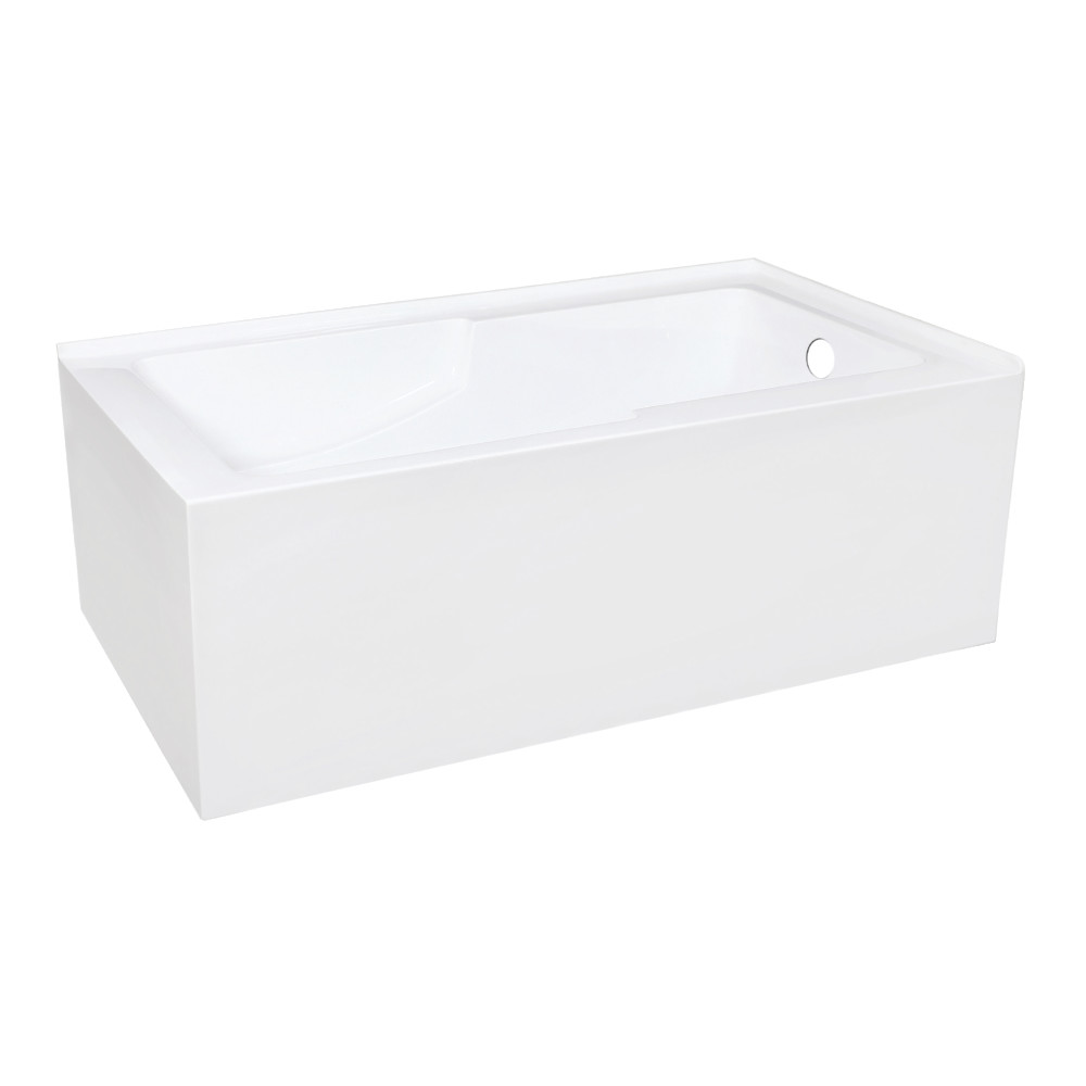 60 in. Aqua Eden Acrylic Alcove Tub with Corner Apron & Right Hand Drain Hole, White -  FurnOrama, FU3560112