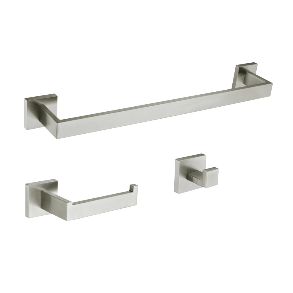 Lasdun Bathroom Accessory Set, Brushed Nickel - 3 Piece