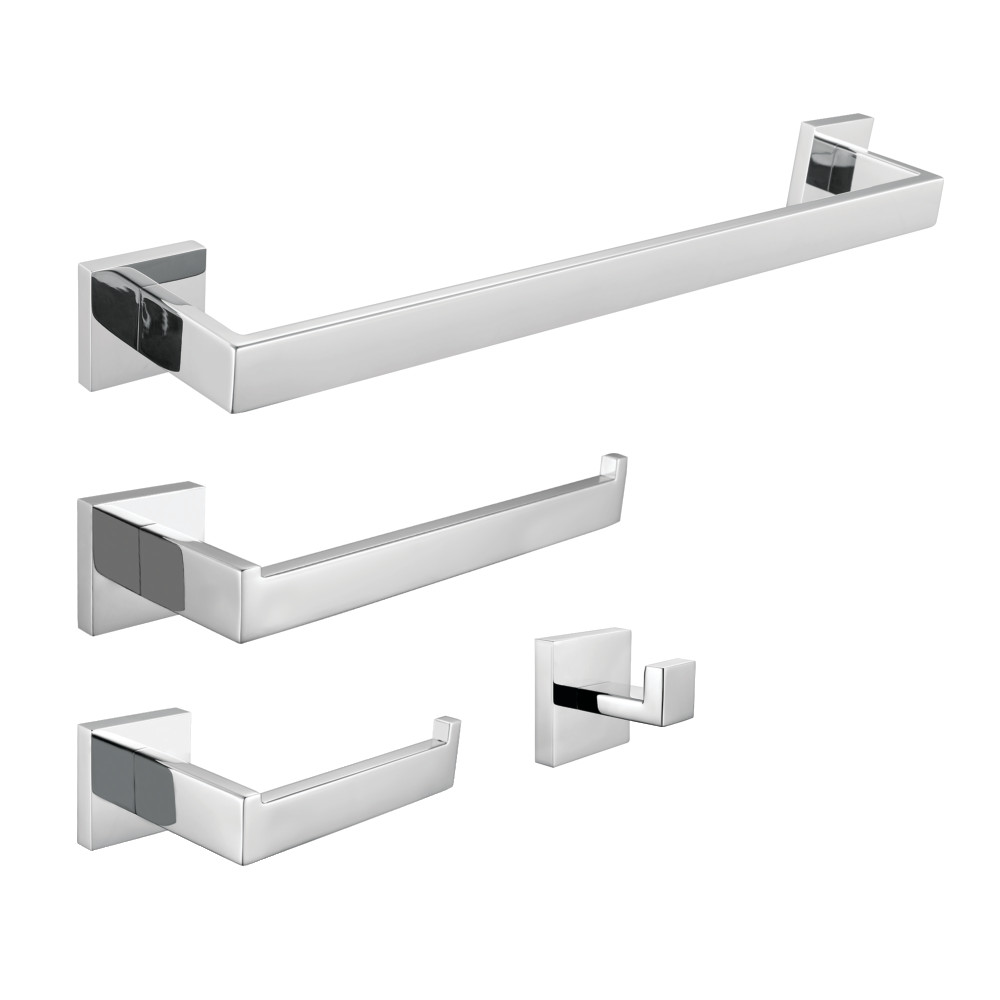 Lasdun Bathroom Accessory Set, Polished Chrome - 4 Piece