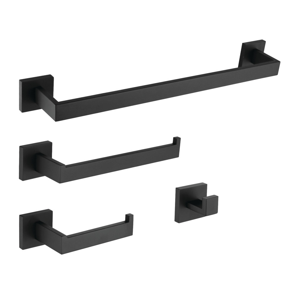 Lasdun Bathroom Accessory Set, Matte Black - 4 Piece