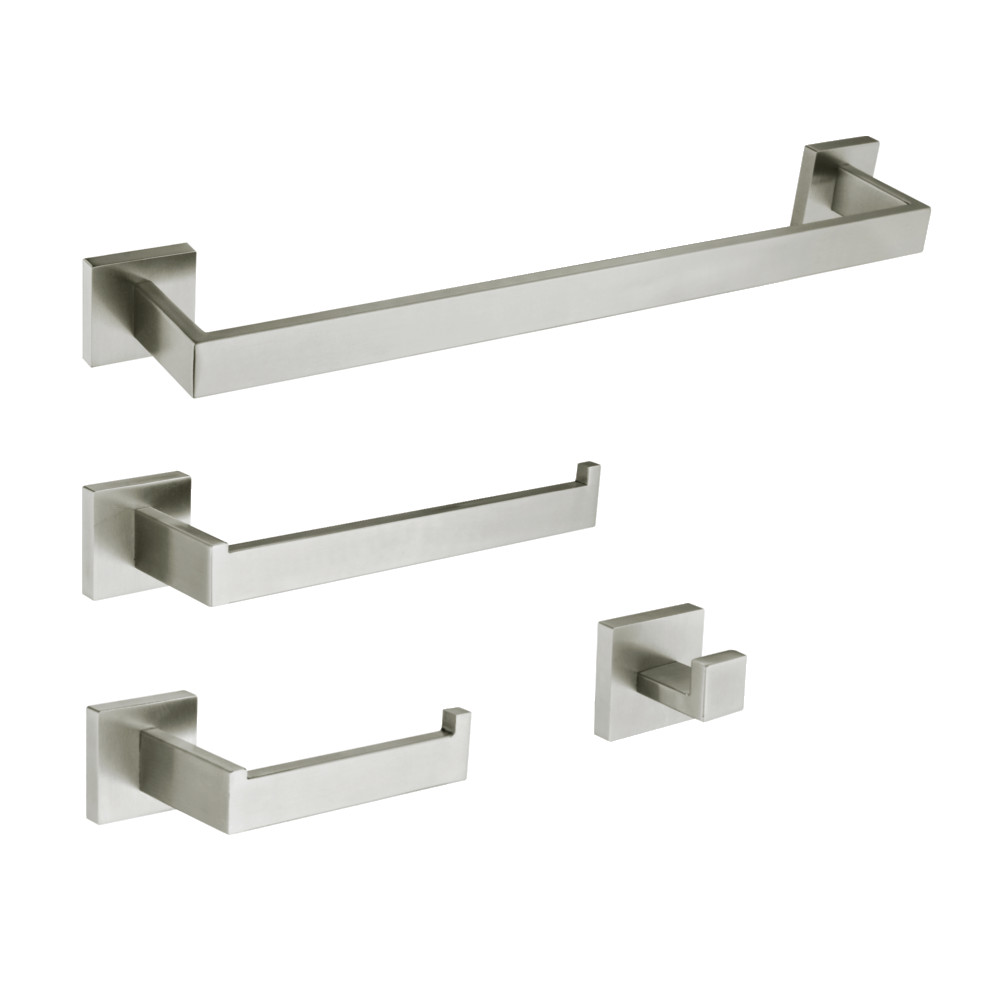 Lasdun Bathroom Accessory Set, Brushed Nickel - 4 Piece