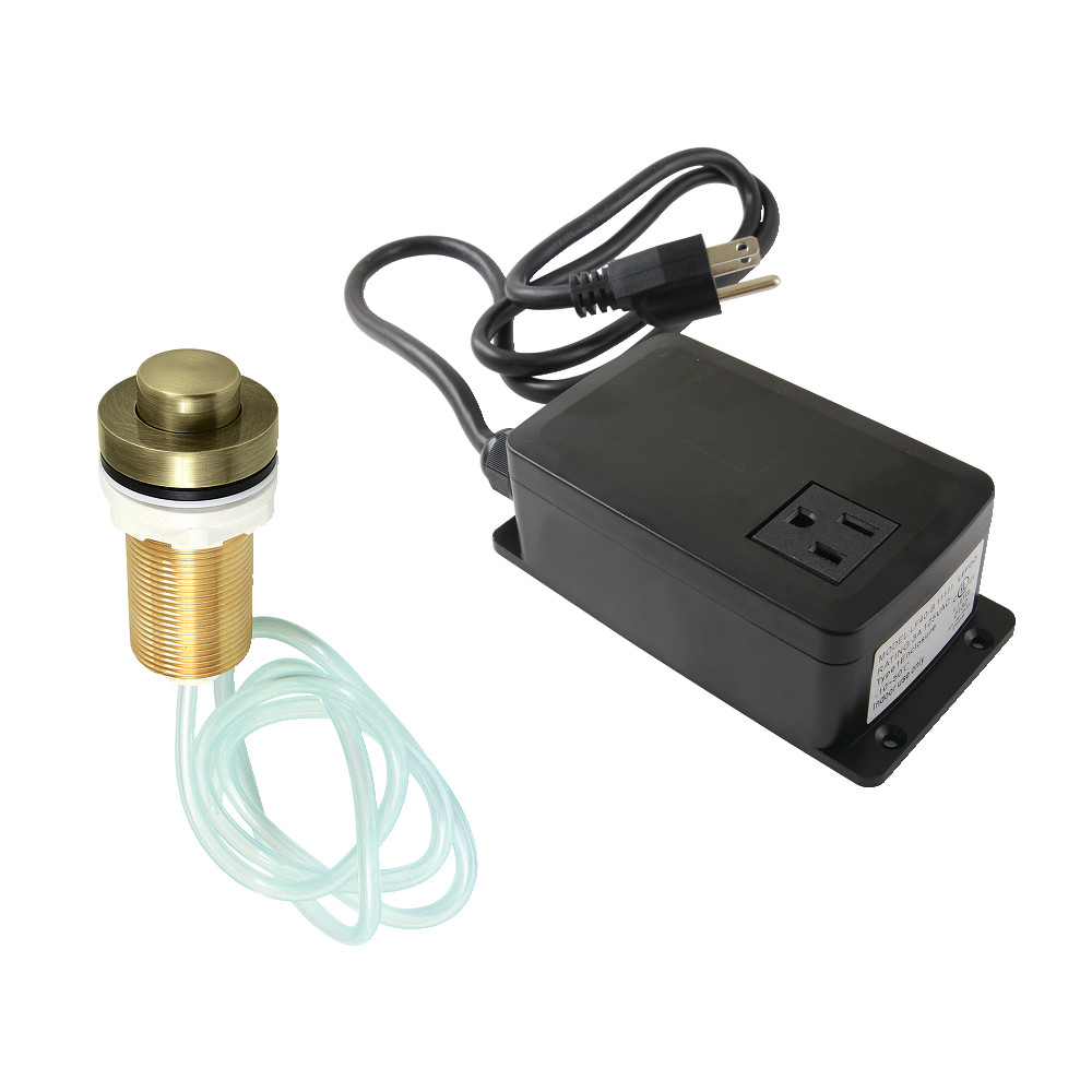 Gourmetier Single Outlet Garbage Disposal Air Switch Kit, Antique Brass