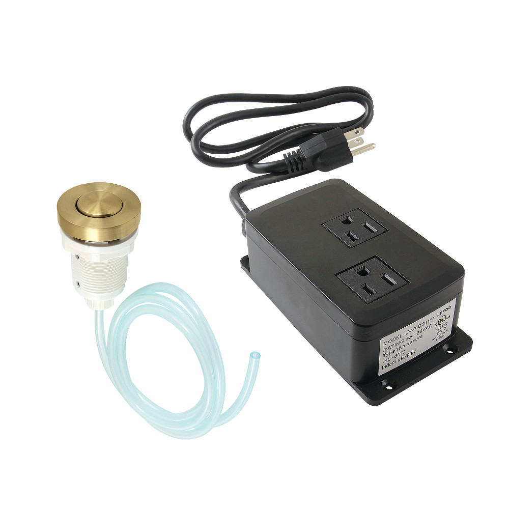 Picture of Kingston Brass KAMDK317 Gourmetier Dual Outlet Garbage Disposal Air Switch Kit, Brushed Brass