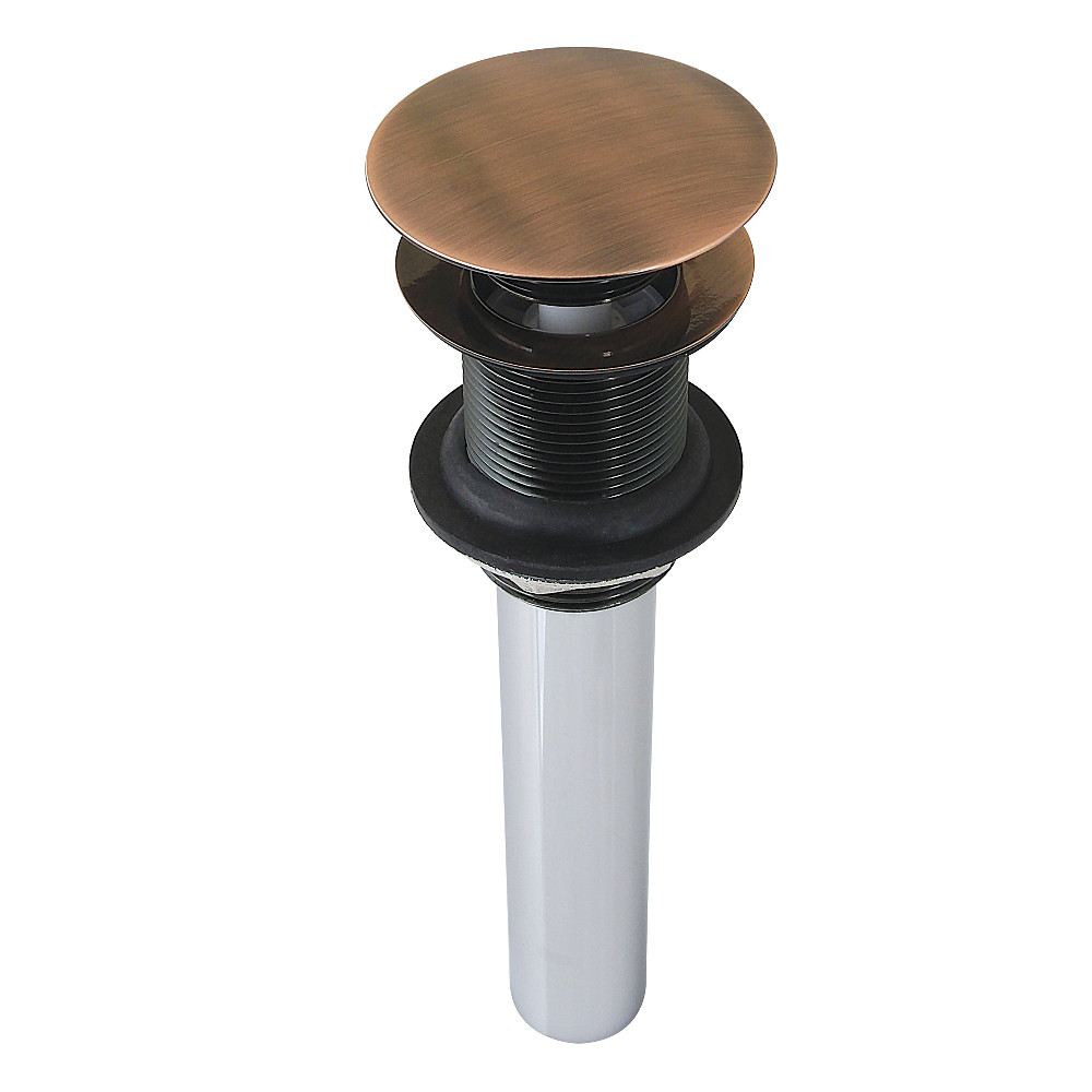 EV700AC 22 Gauge Push Pop-Up Drain without Overflow, Antique Copper