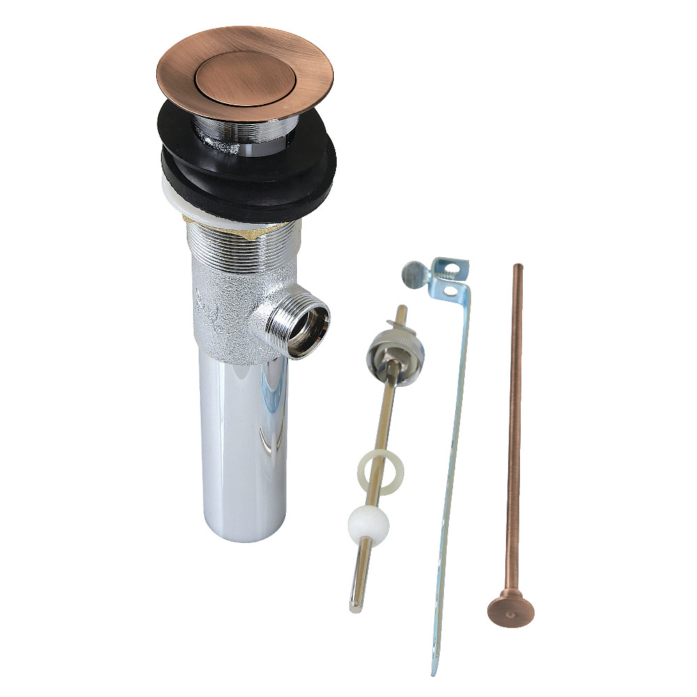 22 Gauge Brass Pop-Up Drain with Overflow, Antique Copper