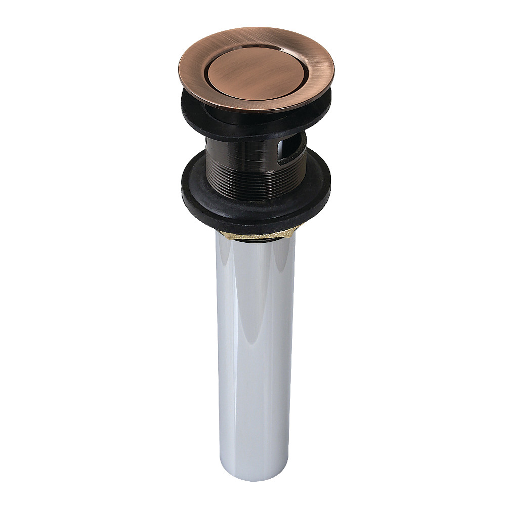 KB810AC Brass Push Pop-Up Drain with Overflow, Antique Copper