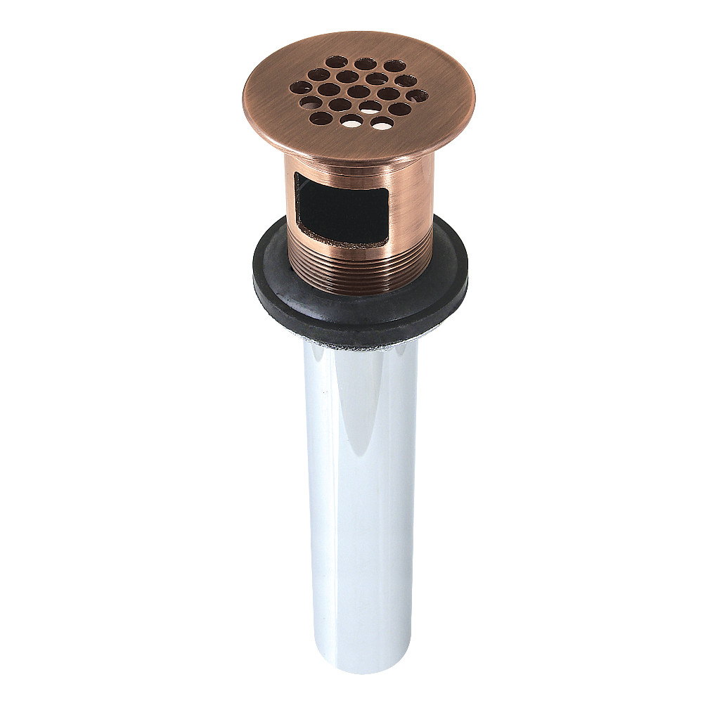KB500AC Grid Drain with Overflow, Antique Copper