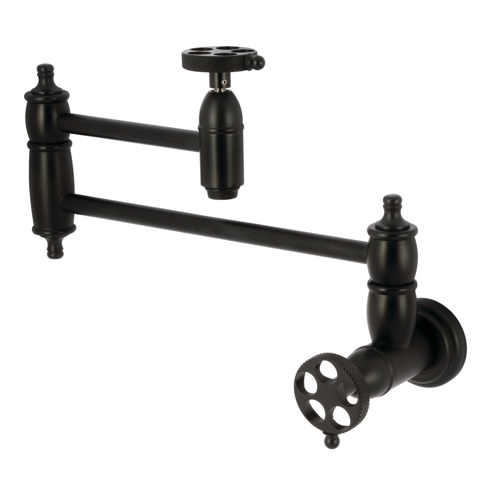 Webb Wall Mount Pot Filler Faucet, Matte Black -  KitchenCuisine, KI3554882