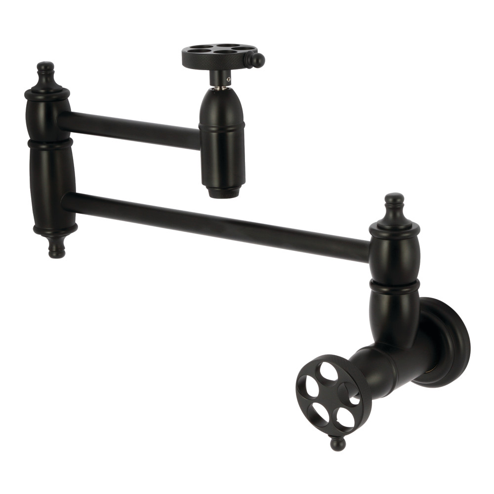 Wendell Wall Mount Pot Filler Faucet, Matte Black -  KitchenCuisine, KI3560130