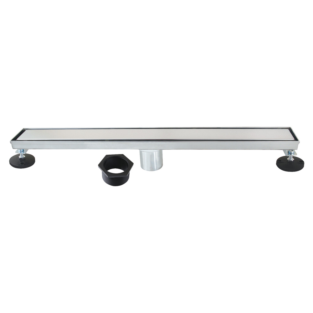 24-Inch Stainless Steel Linear Shower Drain with Reversible Tile Insert and Flat Grate