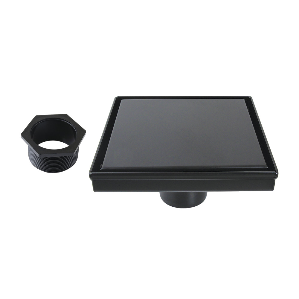 6 in. Watercourse Square Shower Drain, Matte Black