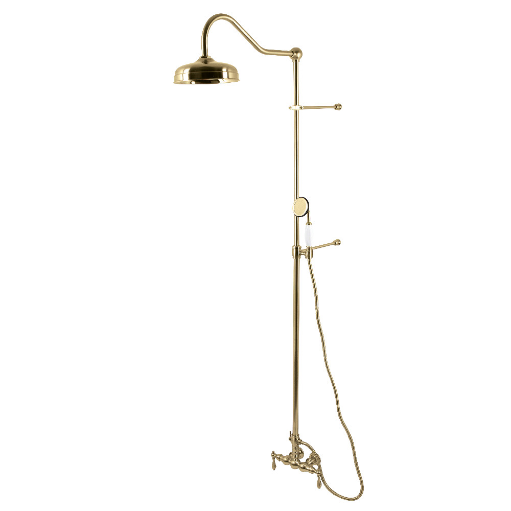 Vintage Tub Wall Mount Rain Drop Shower System, Brushed Brass
