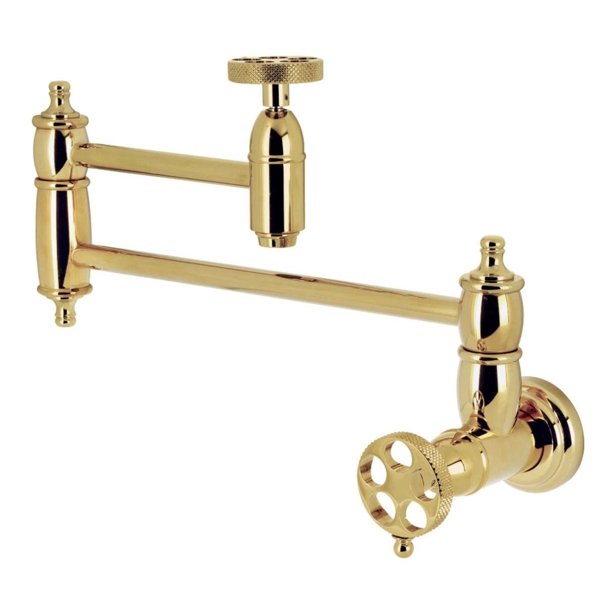 Picture of Kingston Brass KS3102RKX Webb Wall Mount Pot Filler, Polished Brass