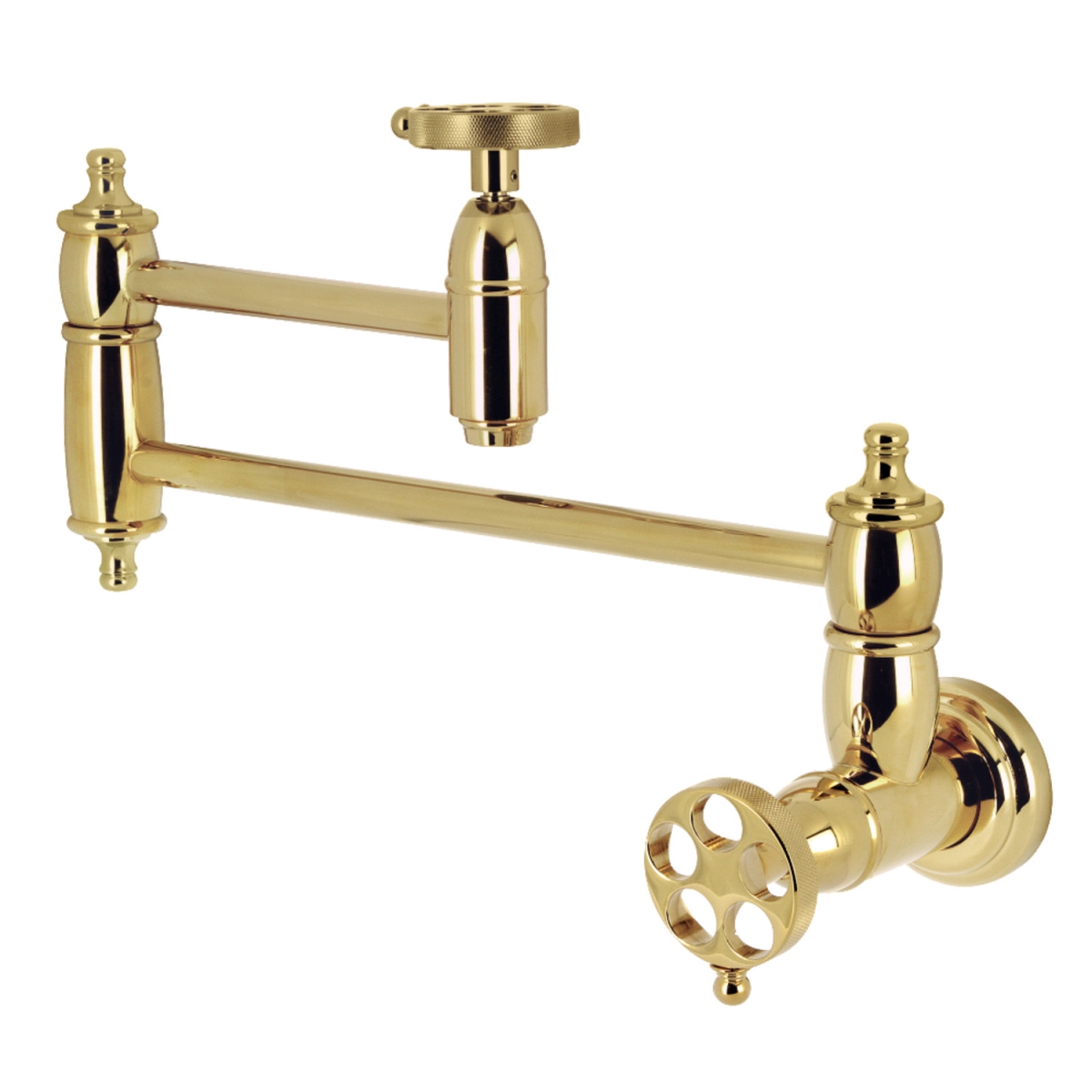 Picture of Kingston Brass KS3102RKZ Wendell Wall Mount Pot Filler, Polished Brass