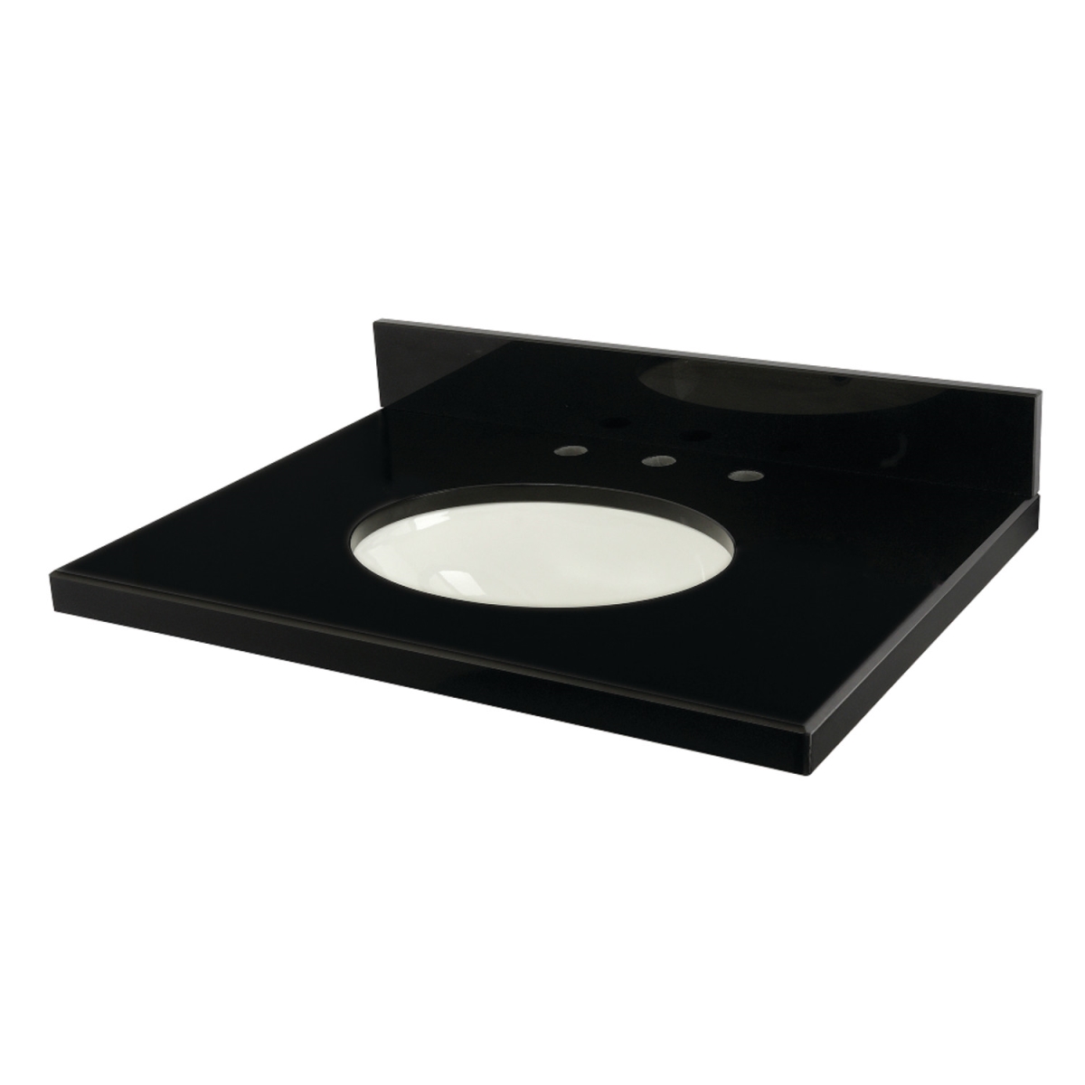 30 x 22 in. Templeton Black Granite Vanity Top with Oval Sink, Black & White
