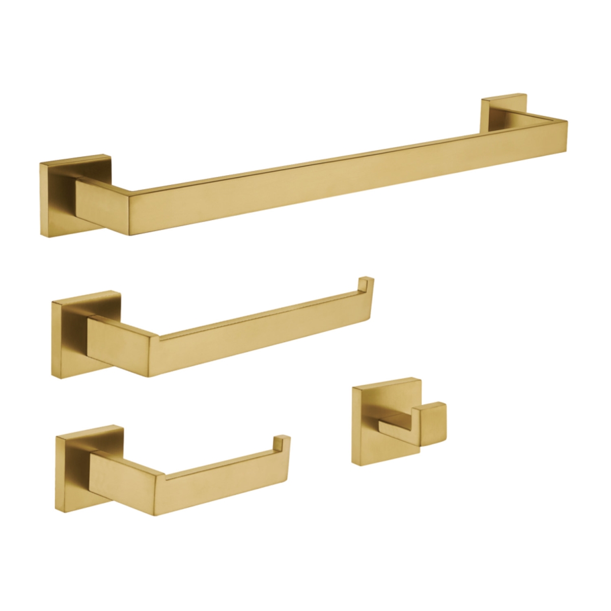 Lasdun Bathroom Accessory Set, Brushed Brass - 4 Piece