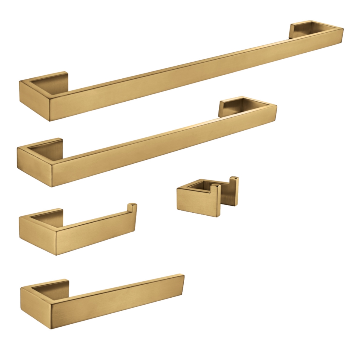 Lasdun Bathroom Accessory Set, Brushed Brass - 5 Piece