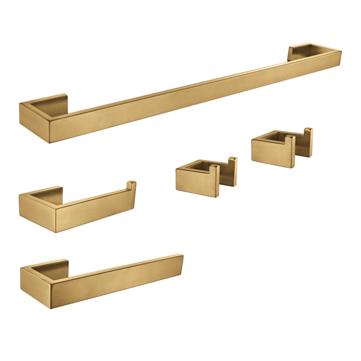 Lasdun Bathroom Accessory Set, Brushed Brass - 5 Piece