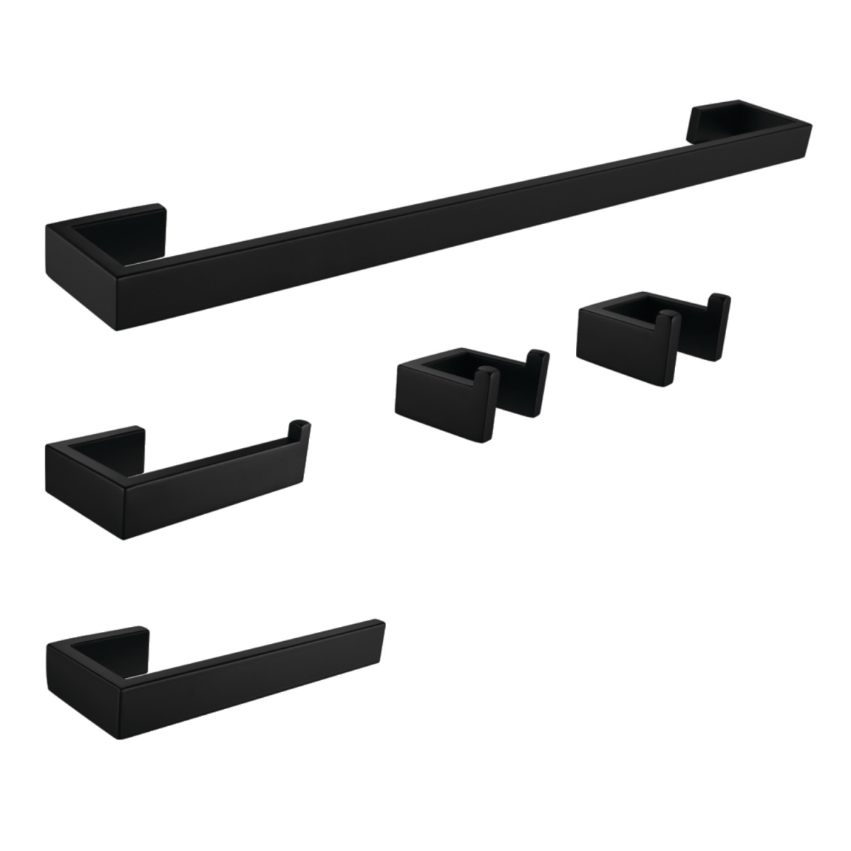 Lasdun Bathroom Accessory Set, Matte Black - 5 Piece