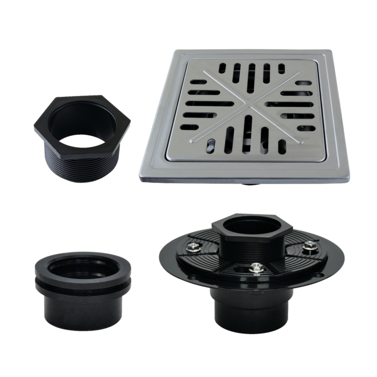 6 in. Watercourse Square Shower Drain, Polished Stainless Steel