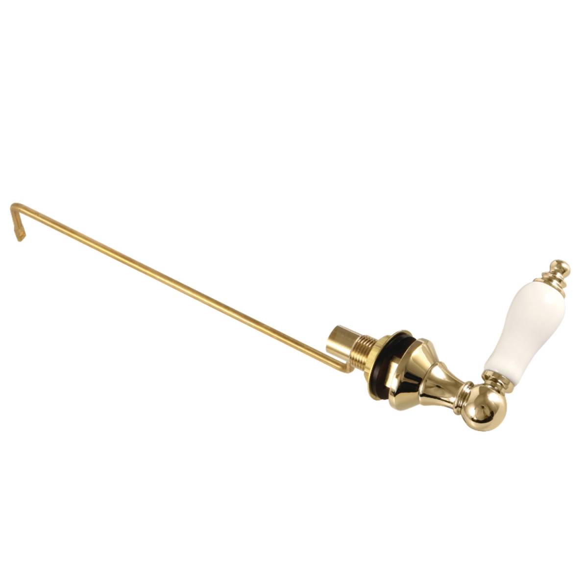 Victorian Toilet Tank Lever with Porcelain Handle, Polished Brass