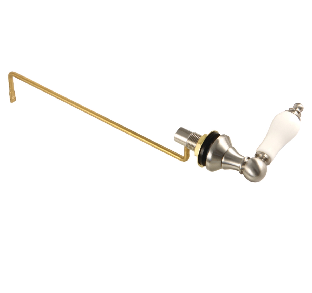 Victorian Toilet Tank Lever with Porcelain Handle, Brushed Nickel
