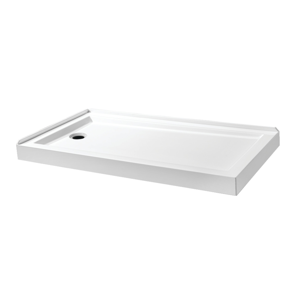 VTSB60324L 60 in. x 32 in. Aruba Acrylic Double Threshold Shower Base with Left Drain, Glossy White